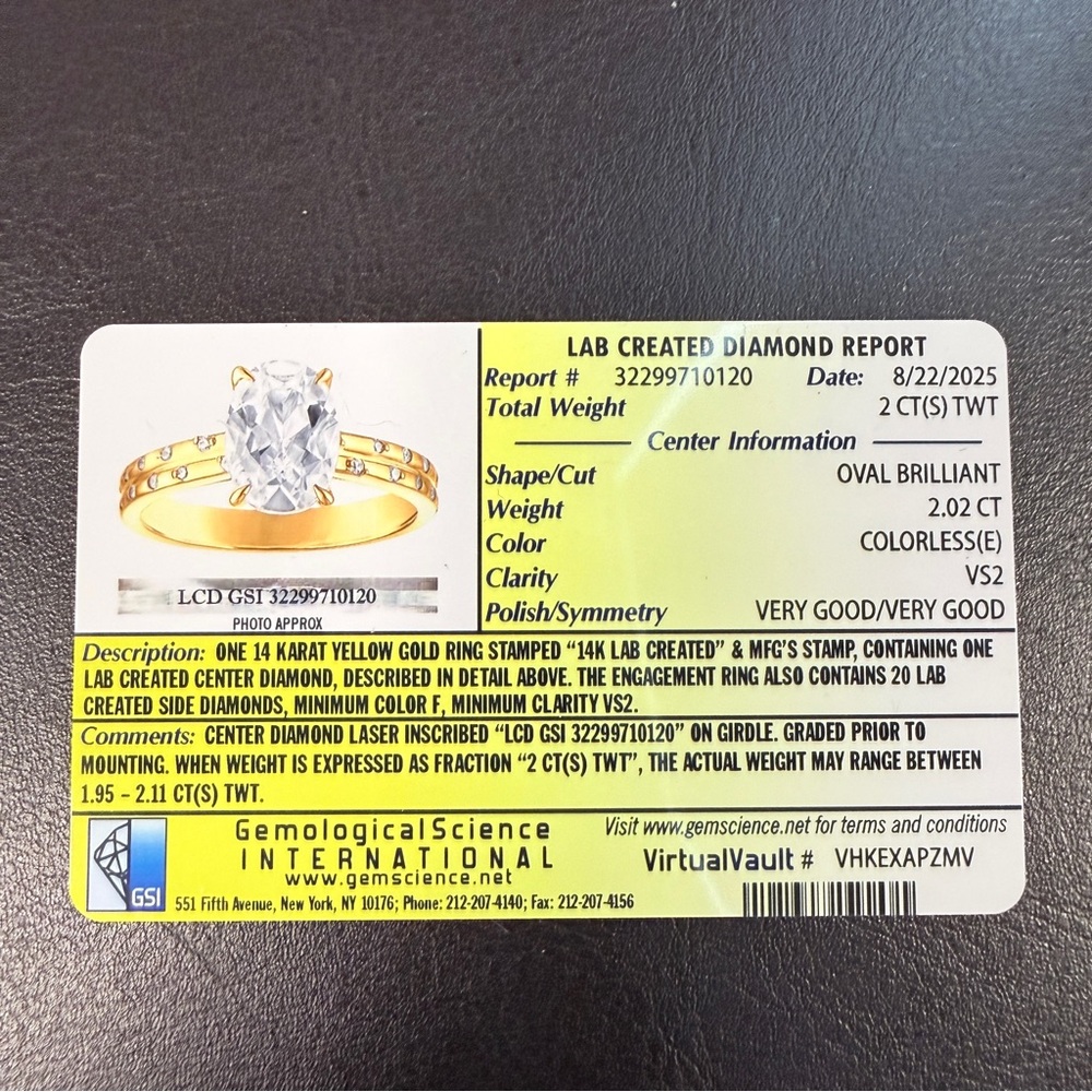 NWT Kay Now + Forever Oval-Cut Lab-Grown Diamond vs2 2.02ct tw 14K Yellow Gold - Picture 8 of 13